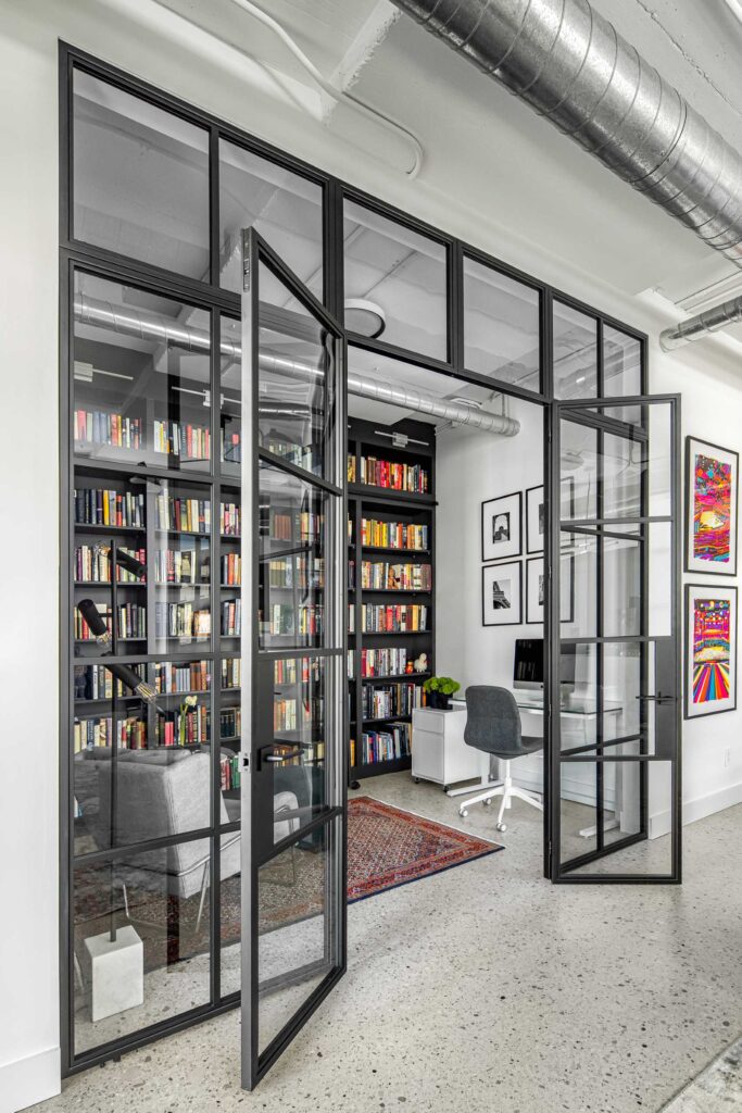 Modern Loft Glass Enclosed Library Home Office 040523 1158 01